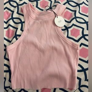 Pink ribbed stretchy tank, perfect for lounging or a night out, dress up or down